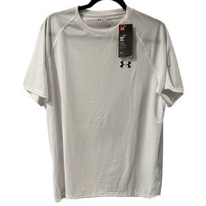 Under Armour Heat Gear Mens Shirt Sz XL White Activewear Crew Neck Tee Loose Fit